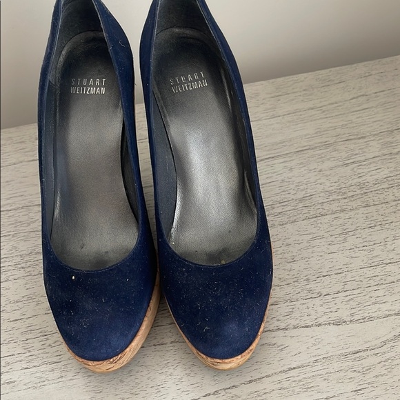Stuart Weitzman Blue Suede Heels Classic Design - Picture 4 of 5